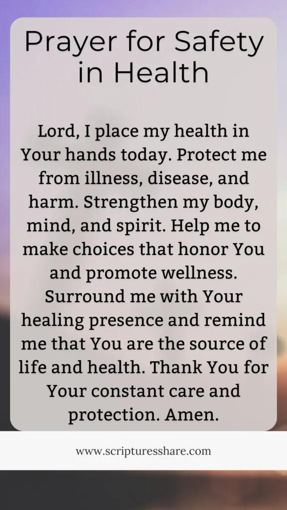 Prayer for Safety in Health